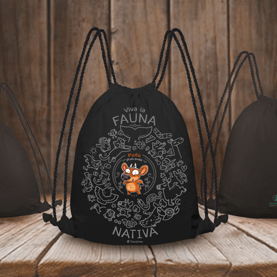 Pudú  Mochila de Tela negra – Faunánimo