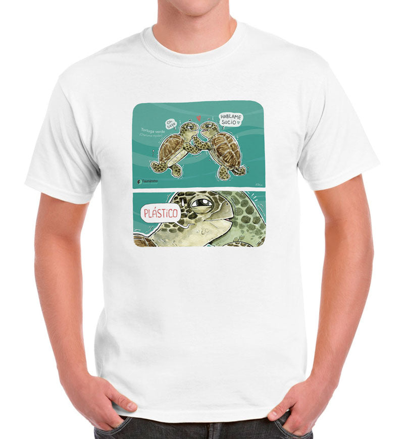 Polera Tortugas verde y plástico
