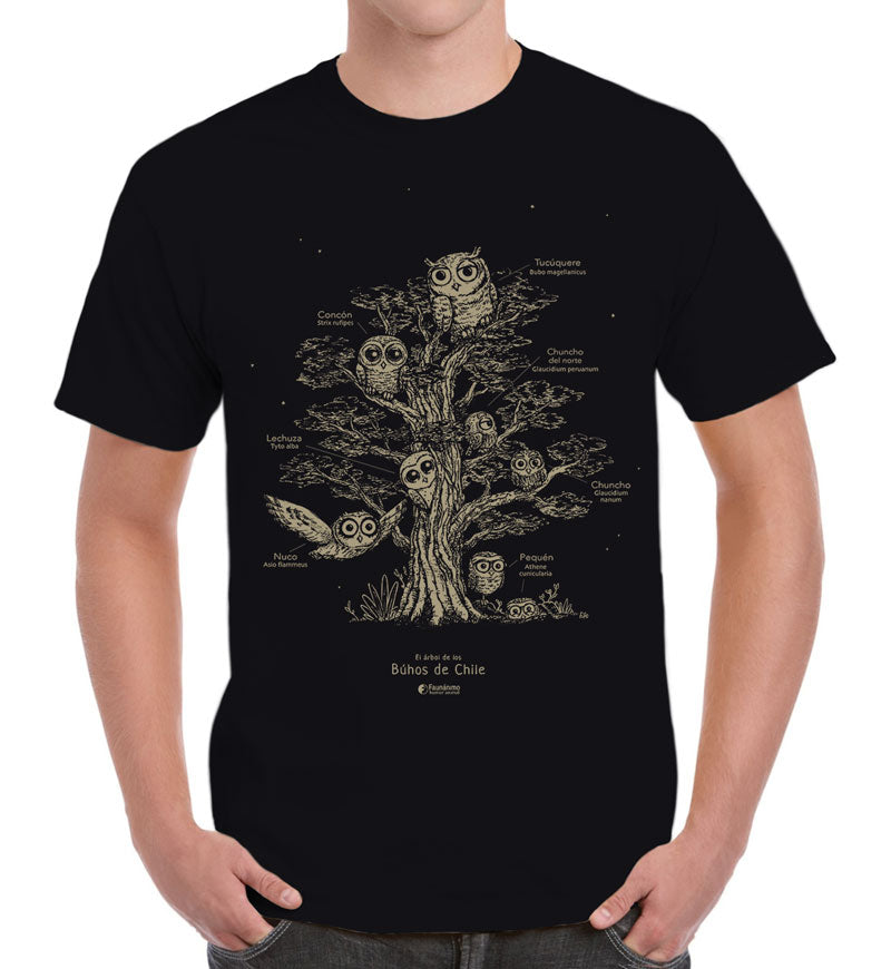 Polera Árbol de los Búhos de Chile – Negro
